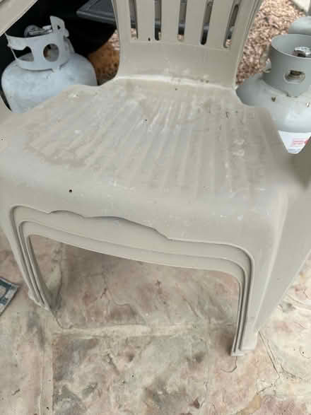Photo of free 9 patio chairs. stackable . beige (Albuquerque) #2