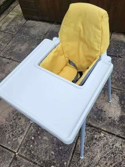 Photo of free Ikea Highchair with tray with straps and padded seat cover (Warden Hill GL51) #1