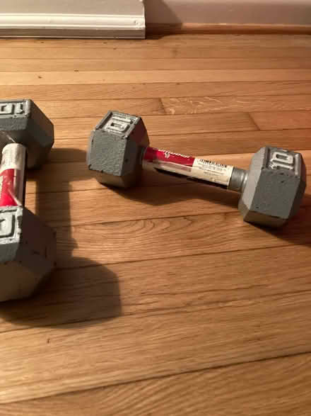 Photo of free 10 pound dumbbells (Right off route 40)