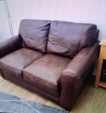 Photo of free 2 seater Leather sofa (CV37 tiddington.) #1