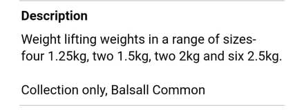 Photo of free Weight lifting weights (CV7 Balsall common) #3