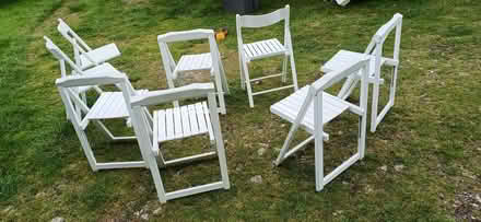 Photo of free 8 wooden folding chairs, painted white. (St Just TR19) #2