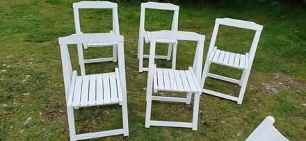 Photo of free 8 wooden folding chairs, painted white. (St Just TR19) #1