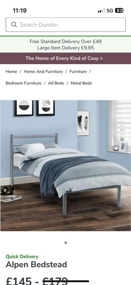 Photo of free Silver metal double bed frame (S81 - Worksop, Blyth Road area) #1