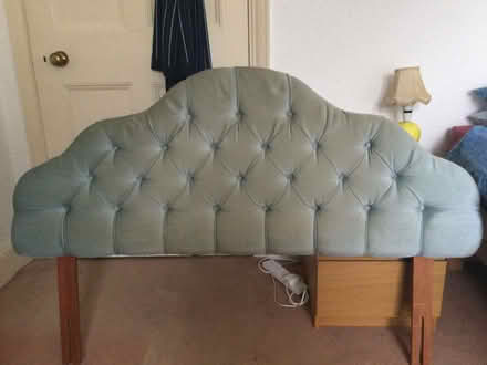 Photo of free Blue velvet headboard for double bed (Kendal LA9) #1