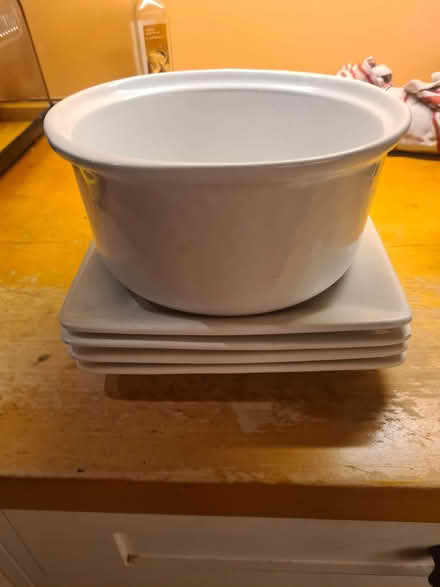 Photo of free 4 plates and a small casserole dish (Bear Flat) #1