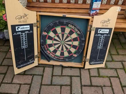 Photo of free Dart board , cupboard and darts (Kirkby Lonsdale) #1