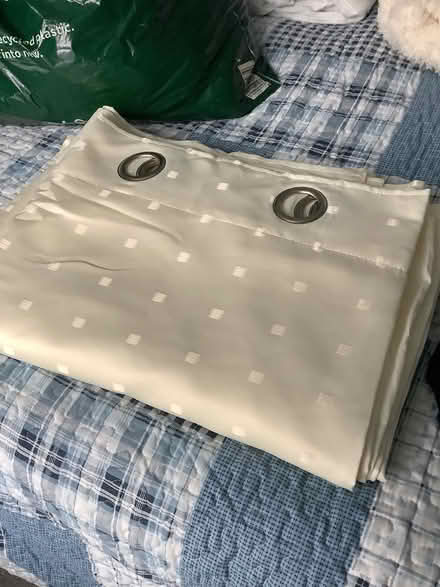 Photo of free Cream and blue curtains (BN1 Preston Road Brighton) #1