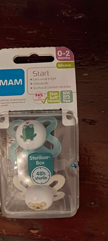 Photo of free Unopened Mam newborn dummies (Westbourne Park W11) #1