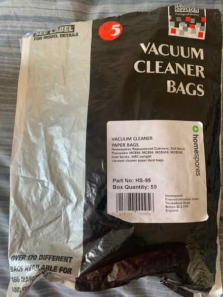 Photo of free Panasonic vacuum dust bags (Marsworth HP23) #1