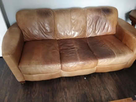 Photo of free 3-seater Sofa - Tan/Mid Brown (Sefton L21) #1