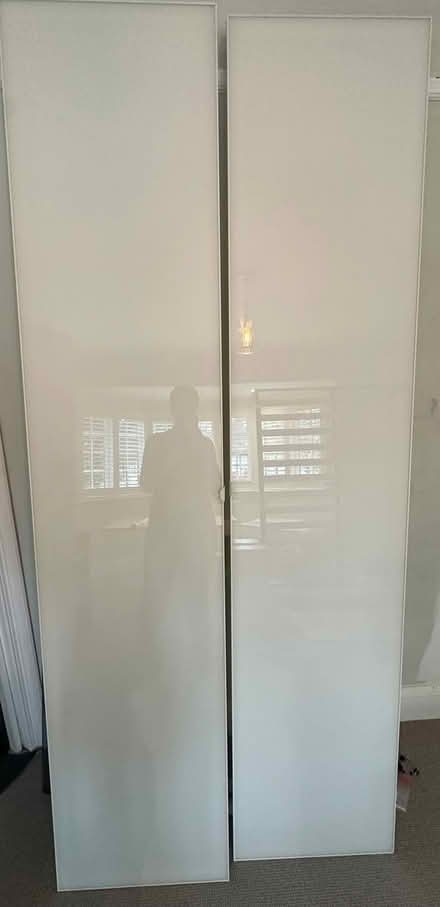 Photo of free IKEA Pax white glass wardrobe doors (SW14) #1