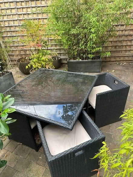 Photo of free Garden table and chairs with cushions (Askew Road W12) #1