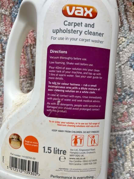 Photo of free Carpet cleaner solution (Stakes lodge, waterlooville) #2