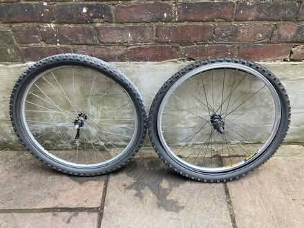 Photo of free 27.5" Mavic MTB Bicycle wheels with tyres - fairly well worn (Banner Cross S11) #1
