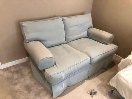 Photo of free Light blue handmade two seater sofa. (Charlbury OX7) #2