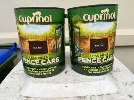 Photo of free Cuprinol Fence Care Rich Oak 5L x 2 (Bexleyheath, DA7) #1
