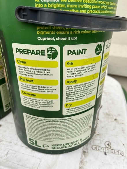 Photo of free Cuprinol Fence Care Rich Oak 5L x 2 (Bexleyheath, DA7) #2