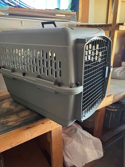 Photo of free 28in Dog Plastic Carrying Crate (Tramway/Copper) #1
