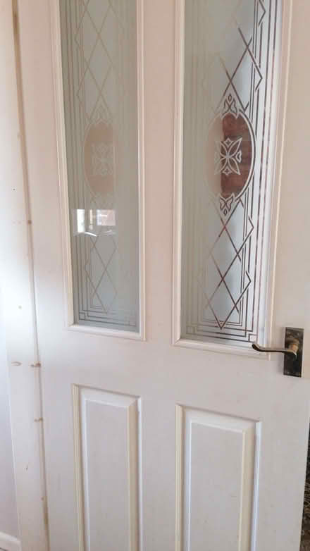 Photo of free White internal door with glass panel glass (Crabbs Cross B98) #1