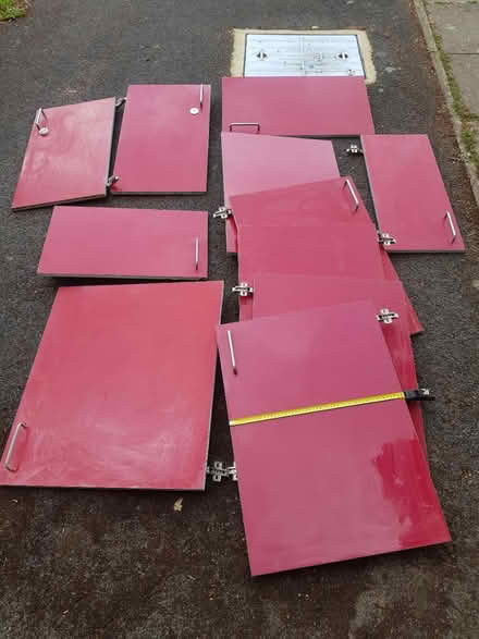 Photo of free Kitchen cupboard doors (dark red) (Central Abingdon, OX14) #1
