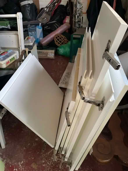 Photo of free 8 White Howden cupboard doors (IG10 high beech) #1