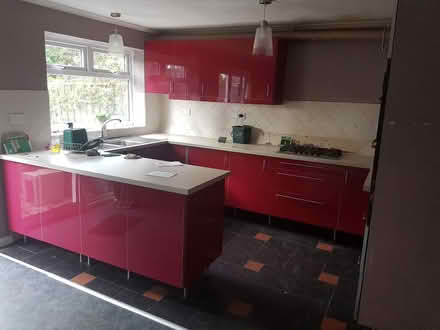 Photo of free Kitchen cupboard doors (dark red) (Central Abingdon, OX14) #2