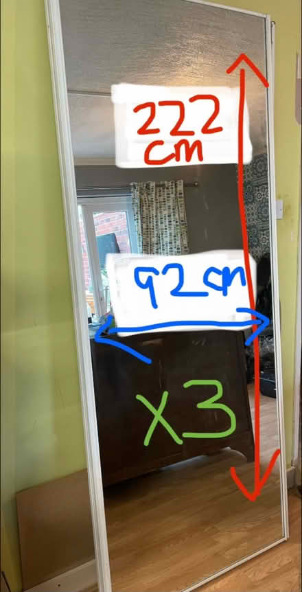 Photo of free 3 Mirrored sliding wardrobe doors (Sedgley DY3) #1