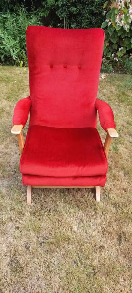 Photo of free Rocking armchair. Red Velour. No fire safety label. (HA3) #4