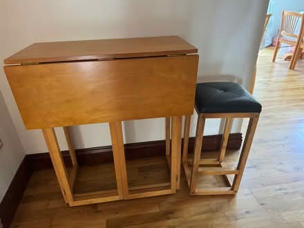 Photo of free Light brown folding table and stool (Knocknacarra) #2