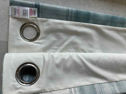 Photo of free Pair of Eyelet Check Curtains Duck Egg (Kendal LA9) #2