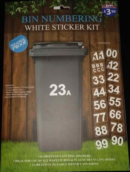 Photo of free Wheelie bin numbers and letters (Leckhampton GL53) #1