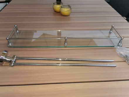 Photo of free Glass and chrome shelf, plus double towel rail (CO13) #1
