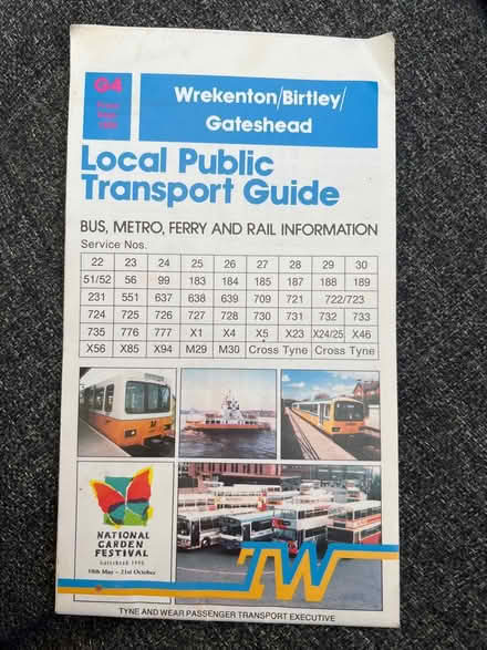 Photo of free 1990 Tyne & Wear bus timetable (Grangetown, Sunderland) #1