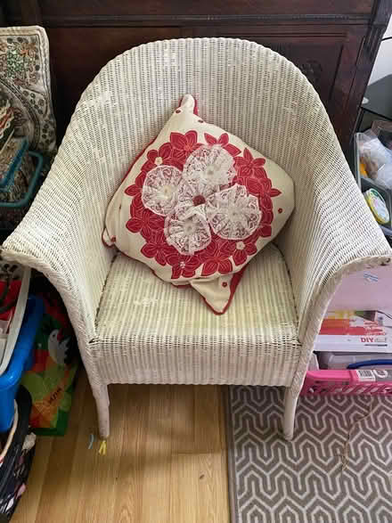 Photo of free Wicker chair and cushion (Denton M34) #1
