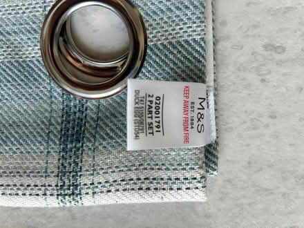 Photo of free Pair of Eyelet Check Curtains Duck Egg (Kendal LA9) #3