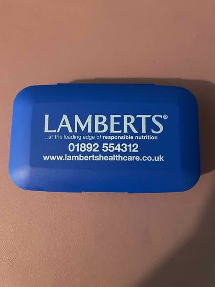 Photo of free Lamberts tablet/supplement box (Upper Walthamstow) #1
