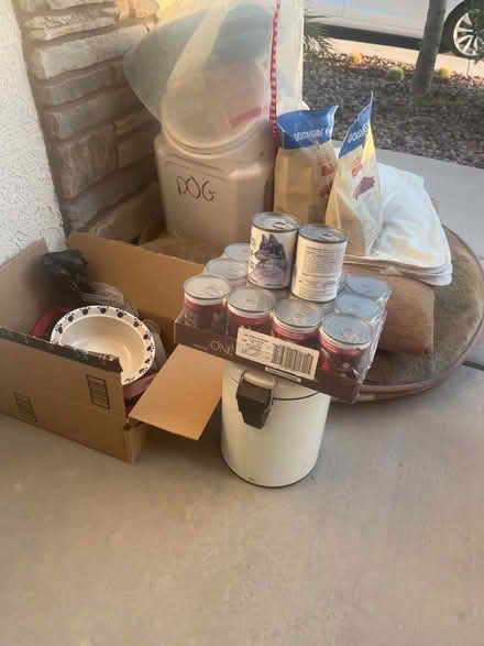 Photo of free Dog bed, food, treats, leash, etc (Florence) #1