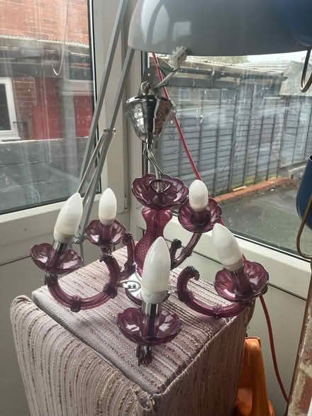 Photo of free Purple chandelier light fitting (Copley Hill WF17) #1