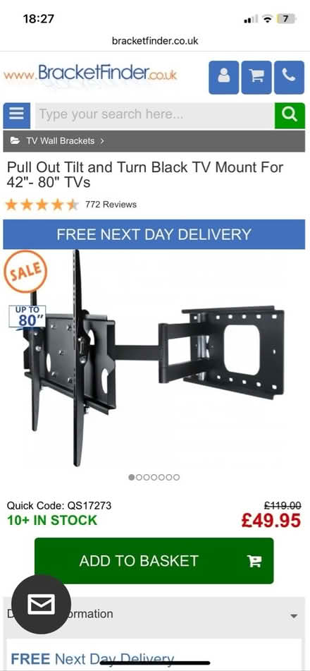 Photo of free Extendable arm tv bracket (Palmers Green N14 7) #2