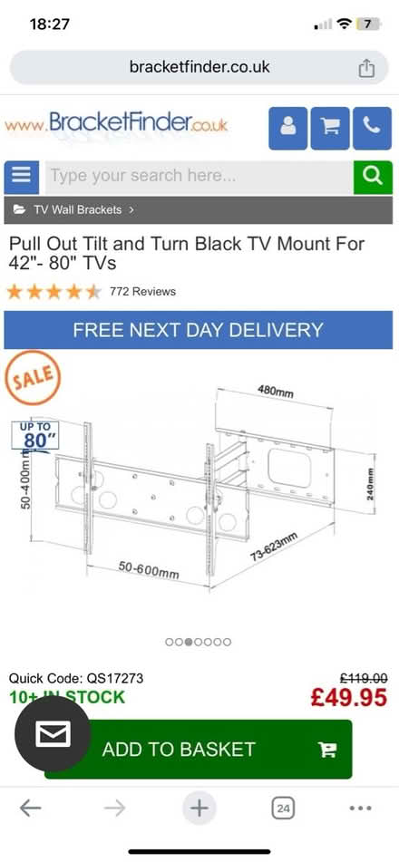 Photo of free Extendable arm tv bracket (Palmers Green N14 7) #4