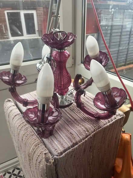 Photo of free Purple chandelier light fitting (Copley Hill WF17) #3