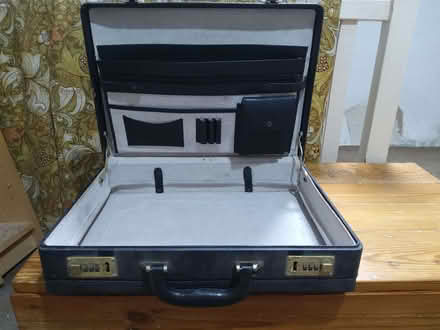 Photo of free Black leather briefcase with combination locks (Stokegorse SY7) #1