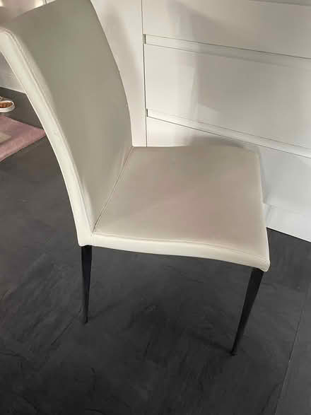 Photo of free 4 white leather dining chairs (Crossgates LS15) #1