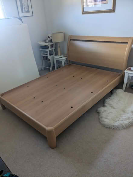 Photo of free Standard double bed frame- beech wood effect. (Dearham CA15) #1