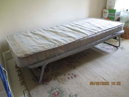 Photo of free Single Metal Bed Frame & Mattress (fits under a regular bed) (Wallington NE61) #1
