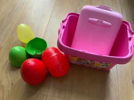 Photo of free 3 large eggs storage and 1 pink lego box (Surrey Heath GU15) #1