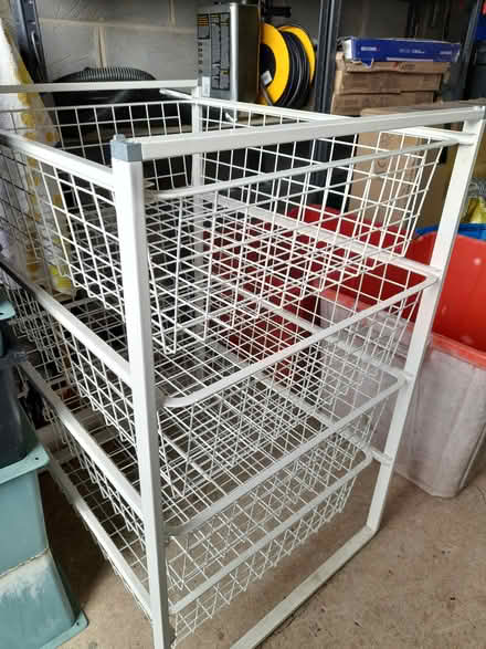 Photo of free Metal rack with 4 wire baskets (Ashby de la Zouch LE65) #1