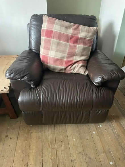 Photo of free Brown leather armchair (Darlington) #1
