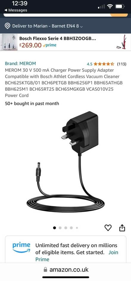 Photo of Charger for Bosch Athlet vacuum (East Barnet, EN4) #1